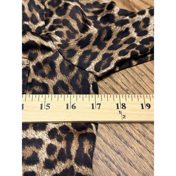 Michael Kors Womens Top Full Zip Roll Tab Sleeve Leopard Animal Print Sz XS - Picture 10 of 13